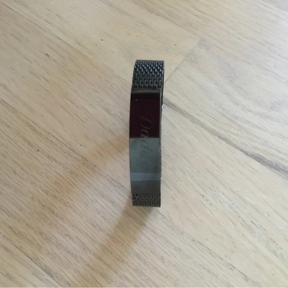 Black Mesh Stainless Steel Men's Bracelet saying Daddy